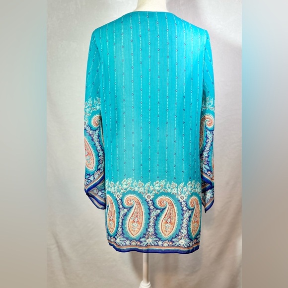 🔥3 for $15🔥Chico's size 1 Multicolor Paisley Blouse Women’s Size 8 Long Sleeve - Picture 6 of 9